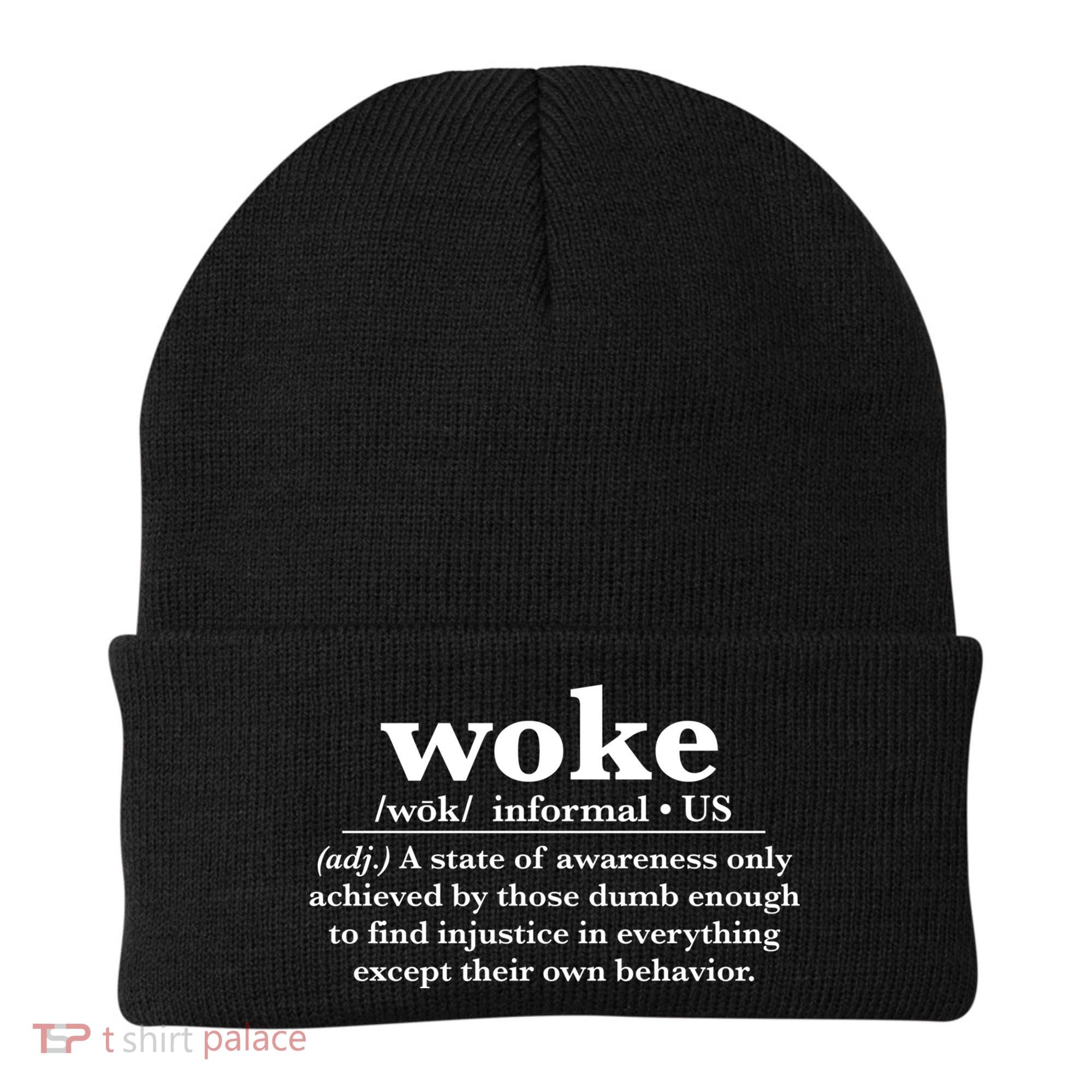 Funny Woke Definition Anti Woke Meme Gift Beanie