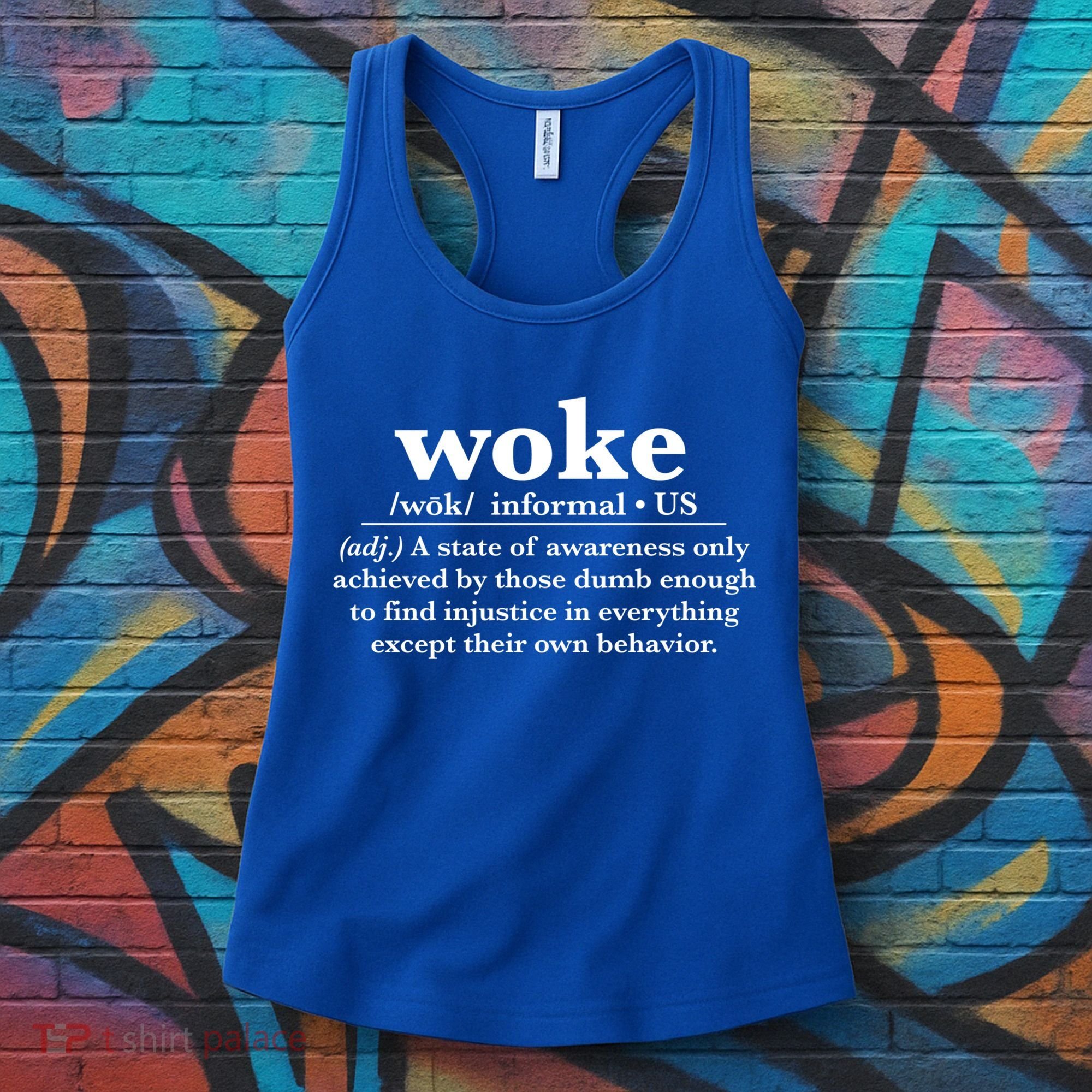 Funny Woke Definition Anti Woke Meme Gift Women's Tank Top