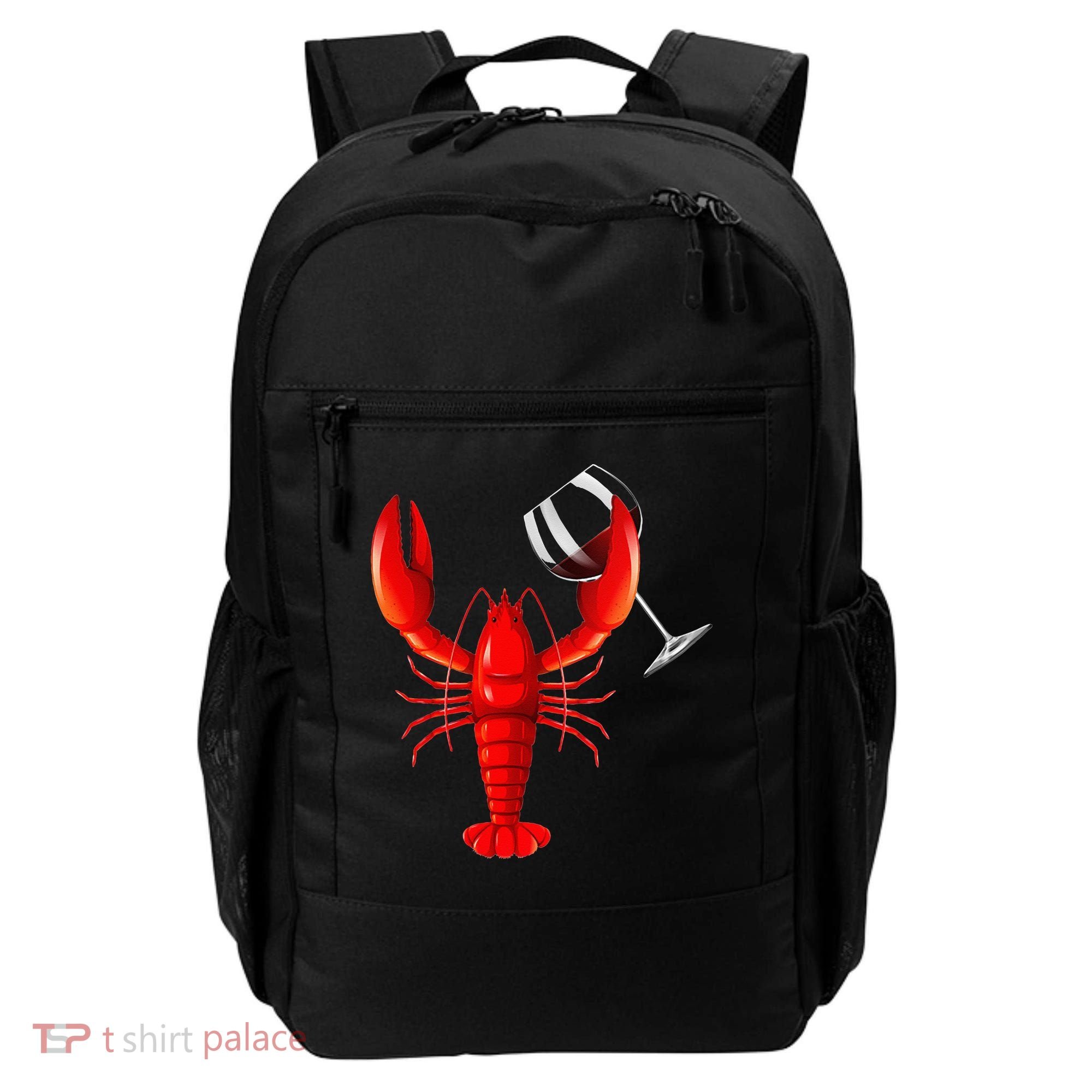 Funny Wine Drinking Lobster Red Crawfish Wine Lovers Gift Backpack