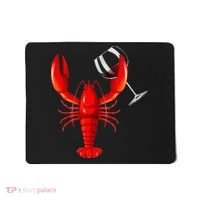 Funny Wine Drinking Lobster Red Crawfish Wine Lovers Gift Mousepad thumb 0