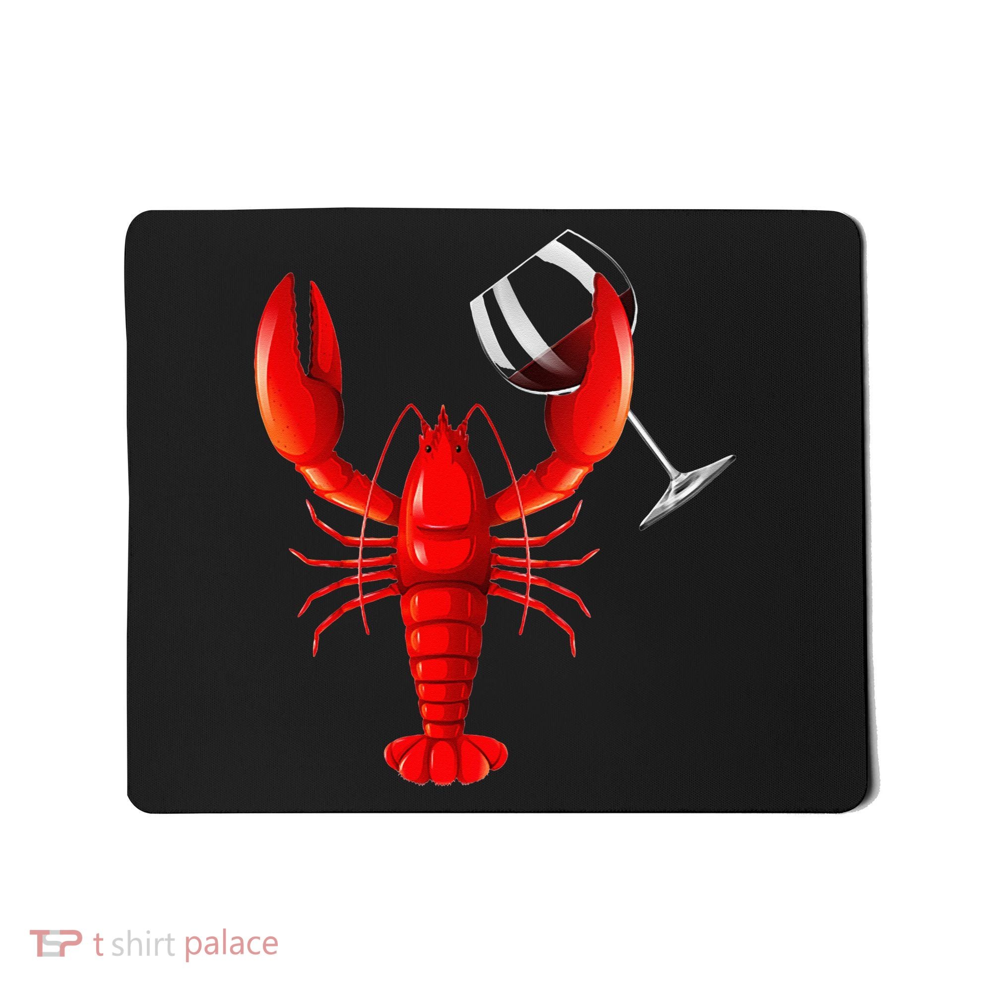 Funny Wine Drinking Lobster Red Crawfish Wine Lovers Gift Mousepad