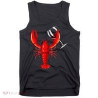 Funny Wine Drinking Lobster Red Crawfish Wine Lovers Gift Tank Top thumb 0