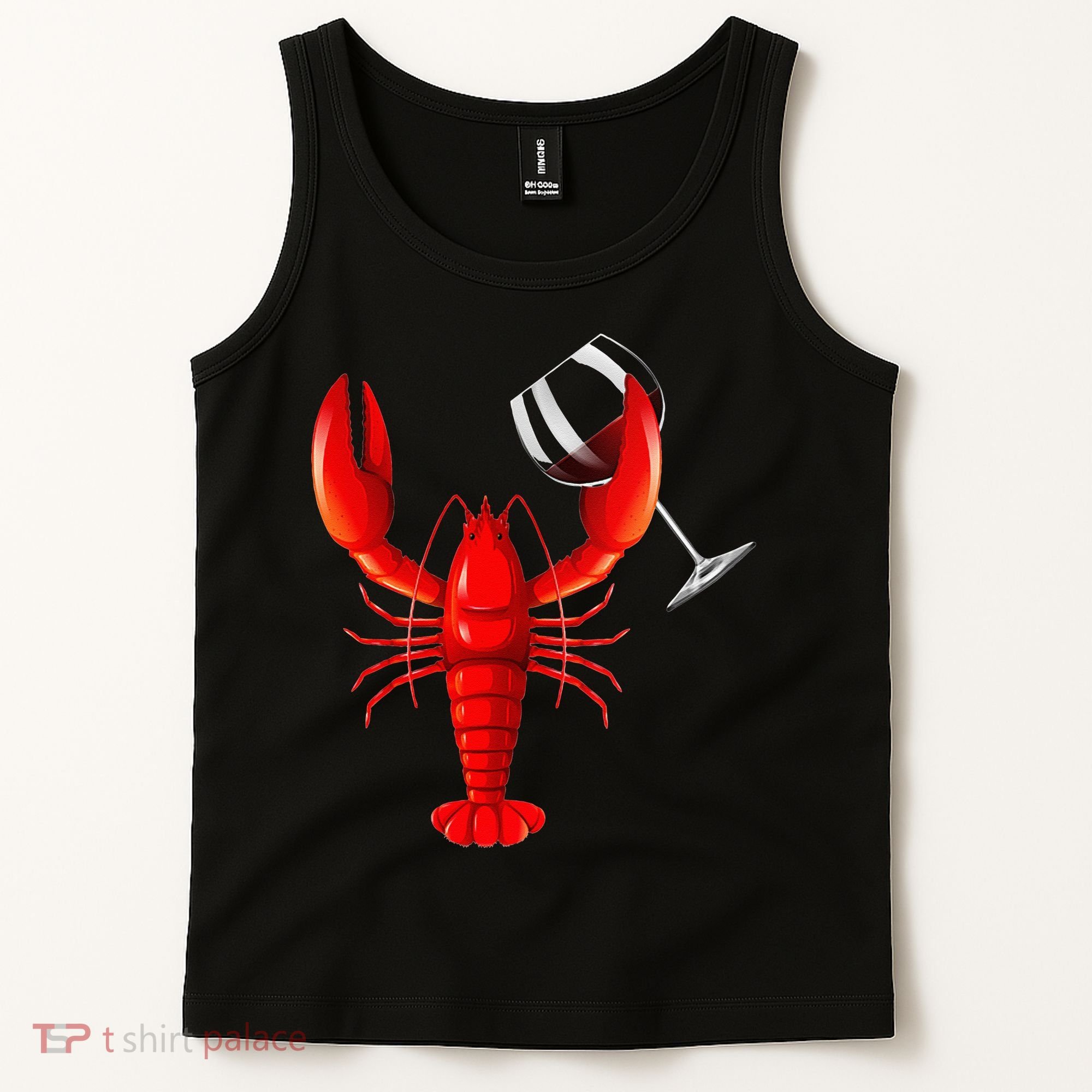 Funny Wine Drinking Lobster Red Crawfish Wine Lovers Gift Tank Top
