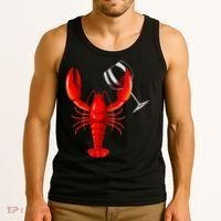 Funny Wine Drinking Lobster Red Crawfish Wine Lovers Gift Tank Top thumb 3