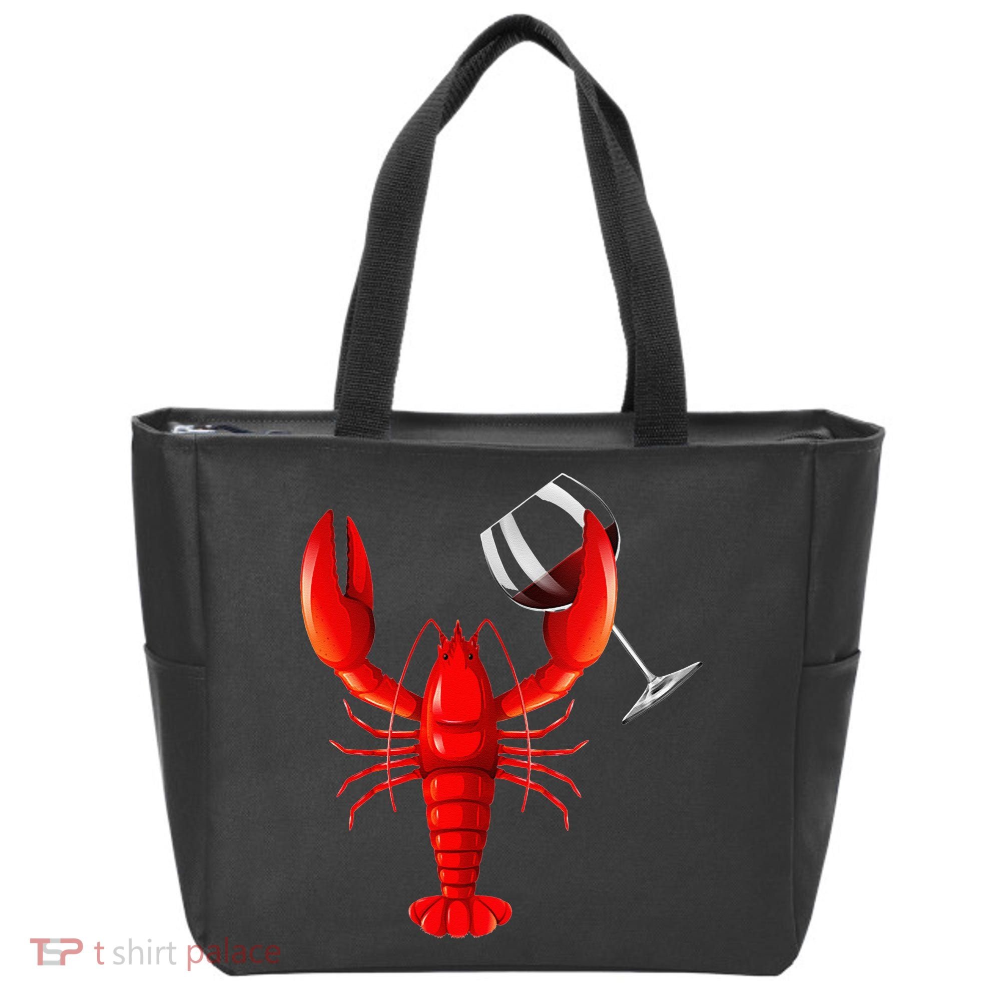 Funny Wine Drinking Lobster Red Crawfish Wine Lovers Gift Tote Bag
