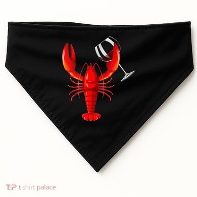 Funny Wine Drinking Lobster Red Crawfish Wine Lovers Gift USA-Made Doggie Bandana