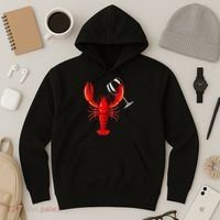 Funny Wine Drinking Lobster Red Crawfish Wine Lovers Gift Hoodie thumb 3