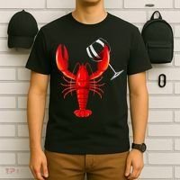Funny Wine Drinking Lobster Red Crawfish Wine Lovers Gift T-Shirt thumb 6