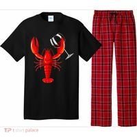 Funny Wine Drinking Lobster Red Crawfish Wine Lovers Gift Pajama Set thumb 0