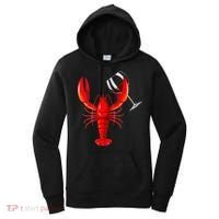Funny Wine Drinking Lobster Red Crawfish Wine Lovers Gift Women's Hoodie thumb 0