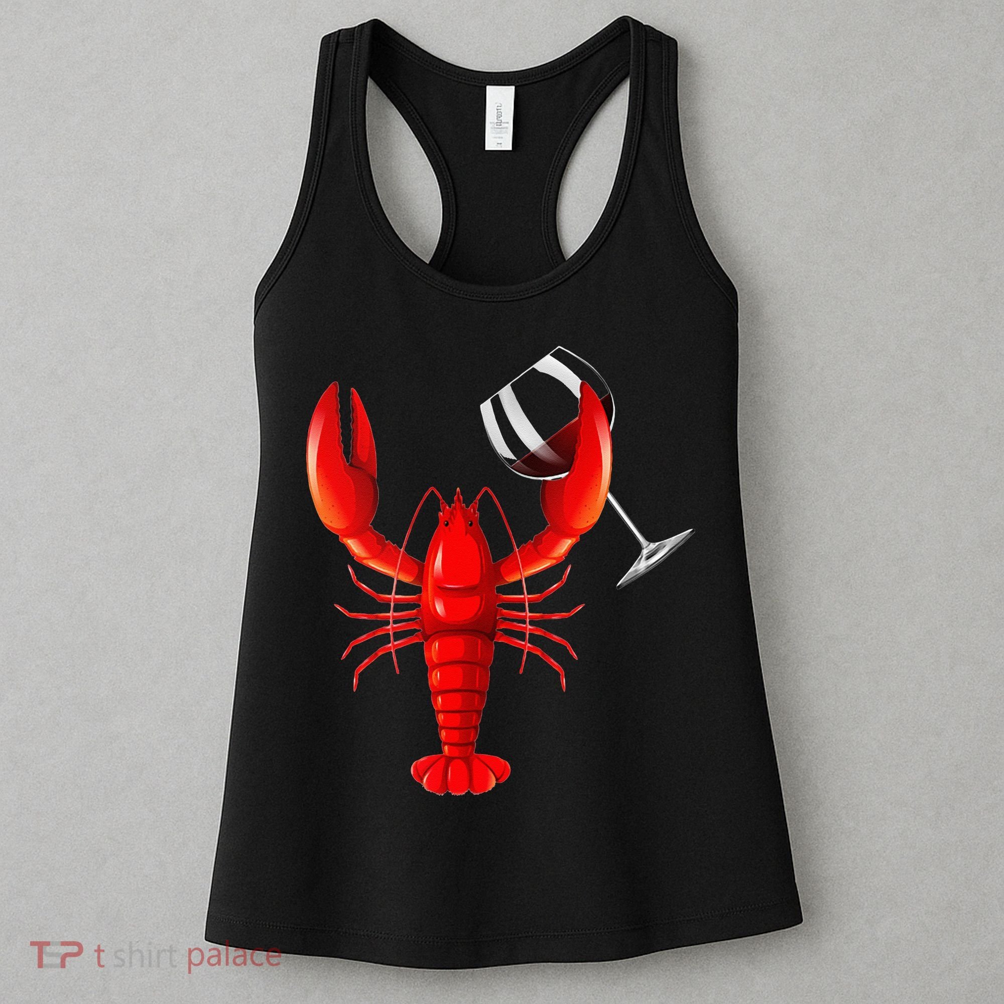 Funny Wine Drinking Lobster Red Crawfish Wine Lovers Gift Women's Tank Top