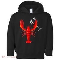 Funny Wine Drinking Lobster Red Crawfish Wine Lovers Gift Toddler Hoodie thumb 0