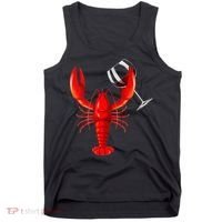 Funny Wine Drinking Lobster Red Crawfish Wine Lovers Gift Tank Top thumb 0