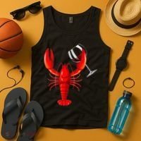 Funny Wine Drinking Lobster Red Crawfish Wine Lovers Gift Tank Top thumb 4