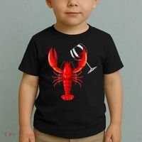 Funny Wine Drinking Lobster Red Crawfish Wine Lovers Gift Toddler T-Shirt thumb 2
