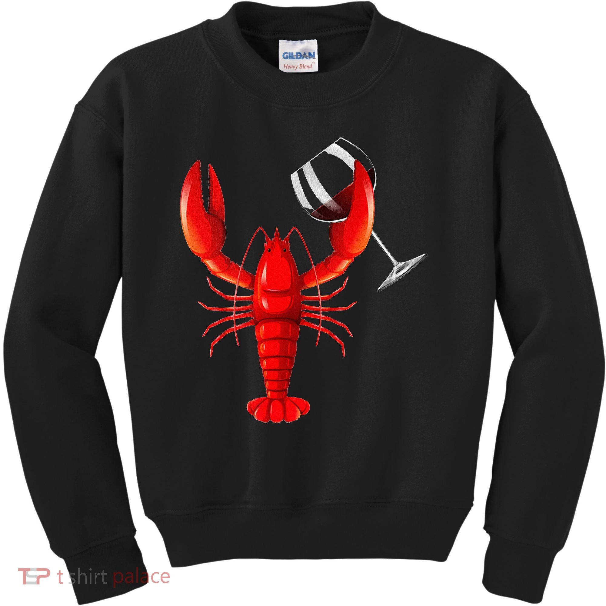 Funny Wine Drinking Lobster Red Crawfish Wine Lovers Gift Kids Sweatshirt