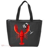 Funny Wine Drinking Lobster Red Crawfish Wine Lovers Gift Tote Bag thumb 0