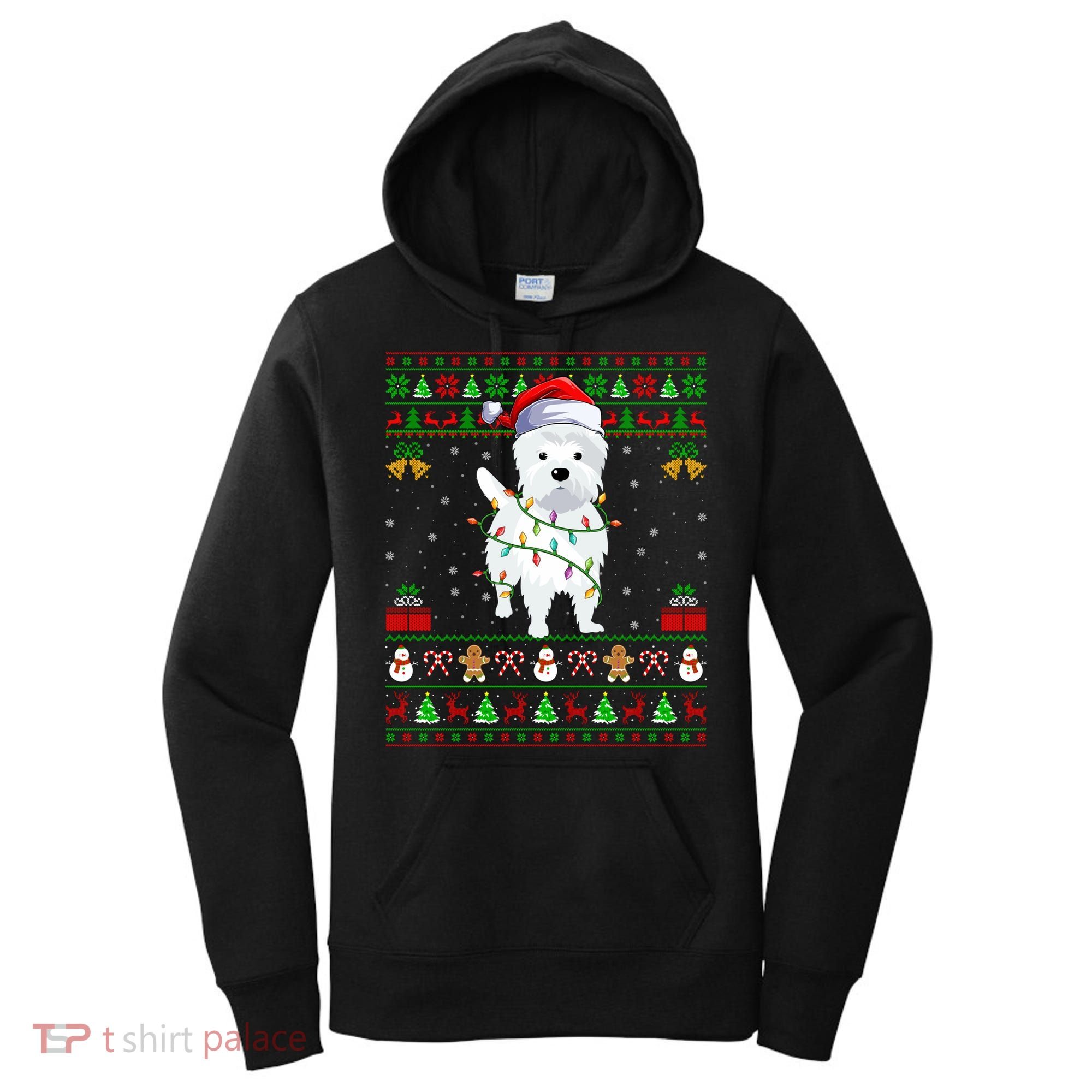 Funny Westie Dog Lover Xmas Santa Ugly Westie Christmas Gift Women's Hoodie