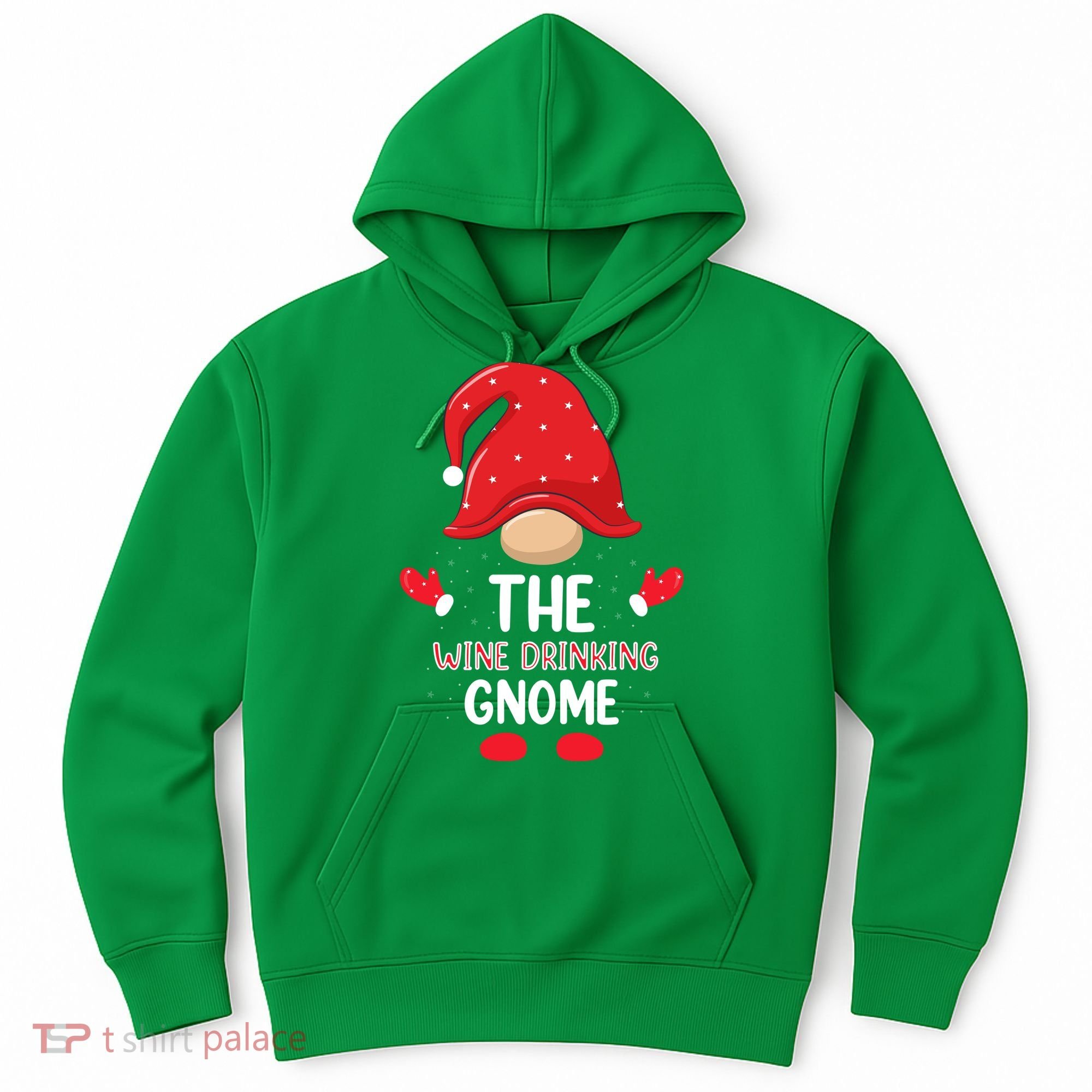 Funny Wine Drinking Gnome Funny Matching Family Christmas Gnome Wine Lover Gift Hoodie