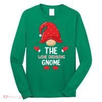 Funny Wine Drinking Gnome Funny Matching Family Christmas Gnome Wine Lover Gift Long Sleeve Shirt thumb 0
