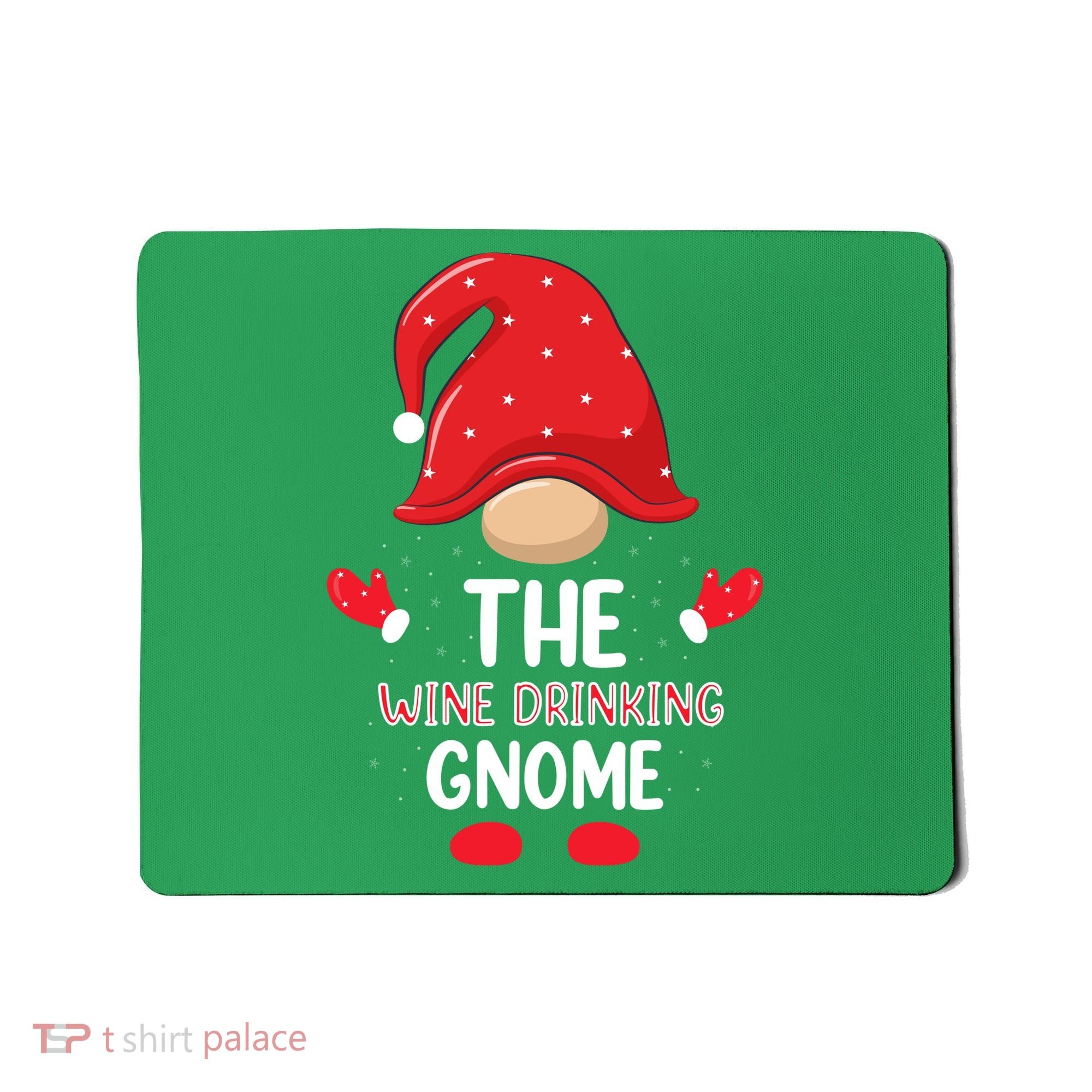 Funny Wine Drinking Gnome Funny Matching Family Christmas Gnome Wine Lover Gift Mousepad
