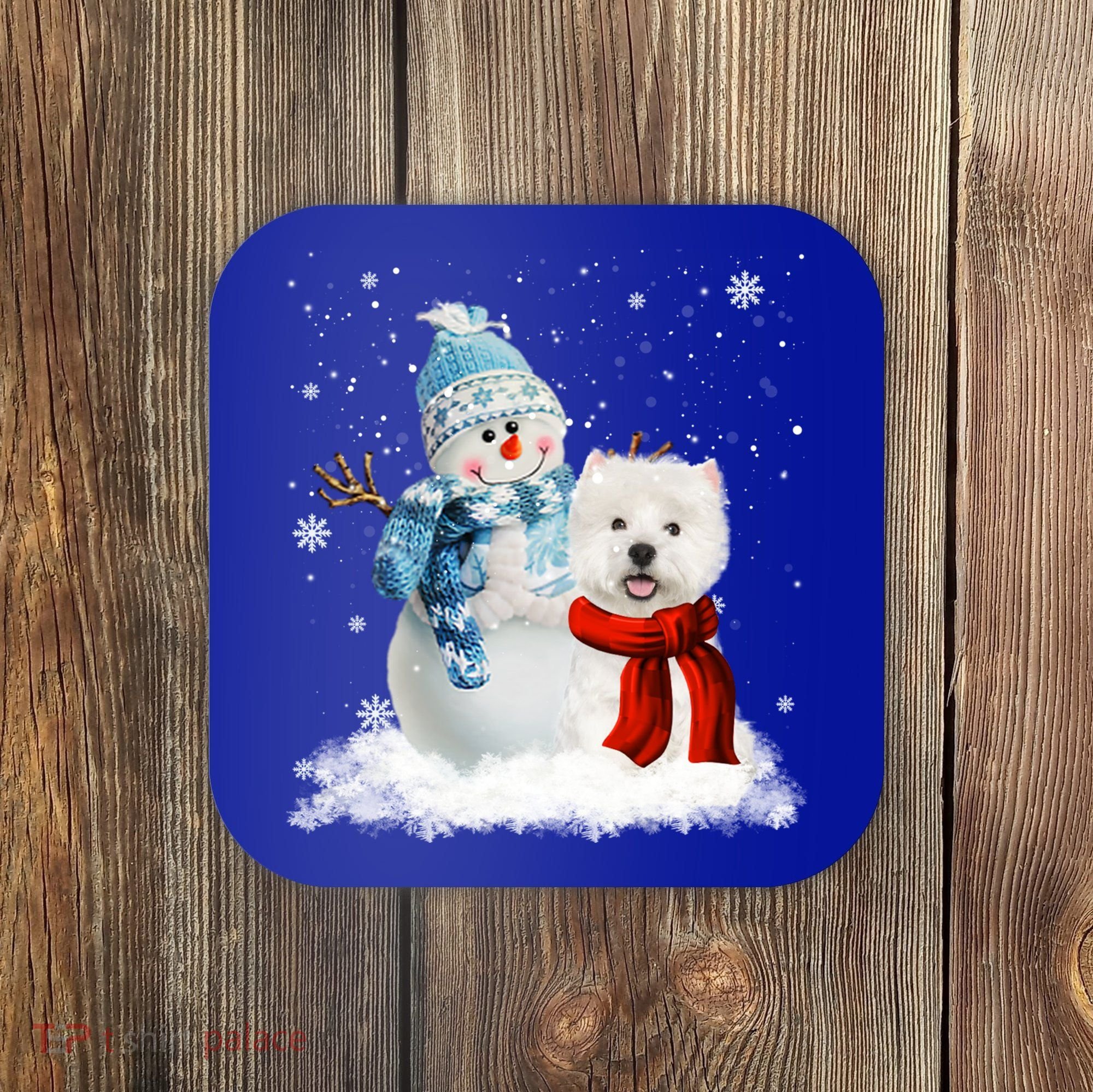 Funny Westie Dog Christmas Snow Christmas Pajama Gift Coaster