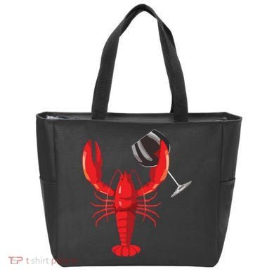 Funny Wine Drinking Lobster Red Crawfish Wine Lovers Gift Tote Bag