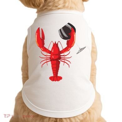 Funny Wine Drinking Lobster Red Crawfish Wine Lovers Gift Doggie Tank