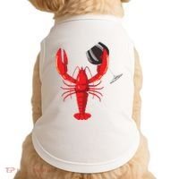 Funny Wine Drinking Lobster Red Crawfish Wine Lovers Gift Doggie Tank thumb 0