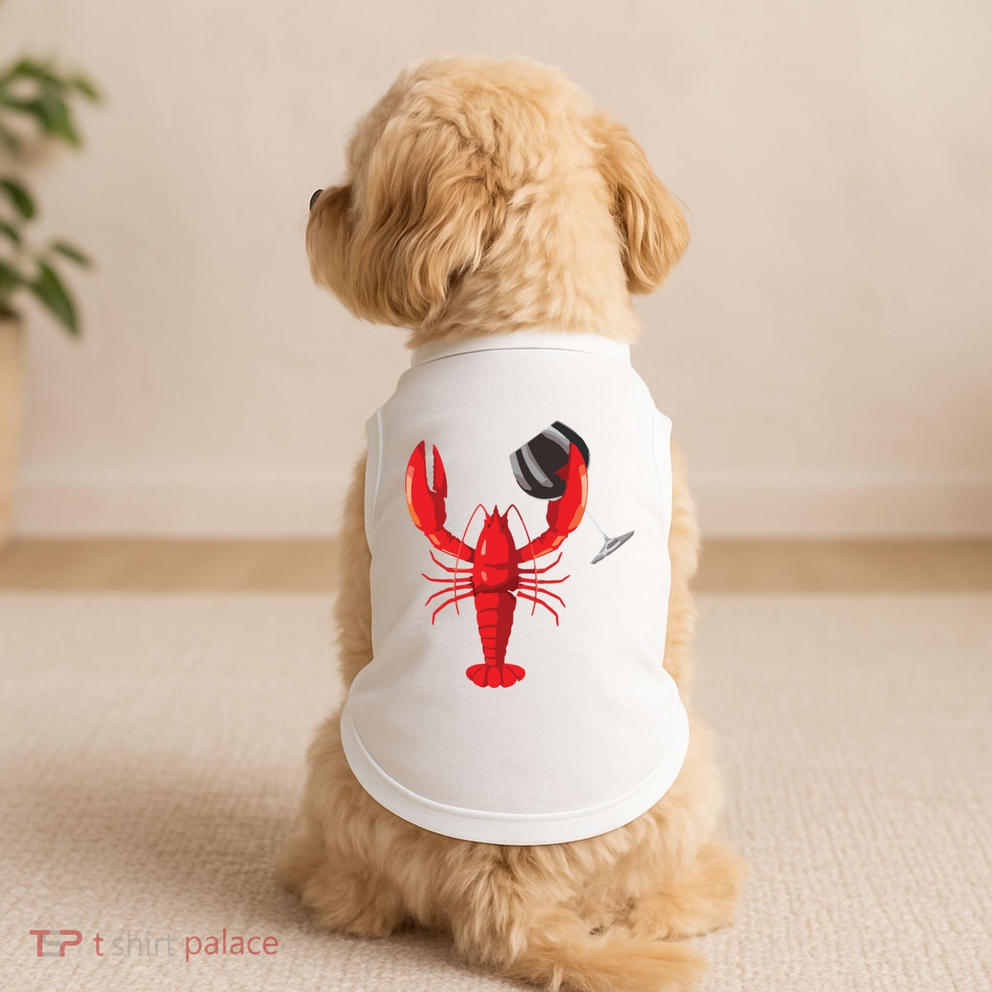 Funny Wine Drinking Lobster Red Crawfish Wine Lovers Gift Doggie Tank