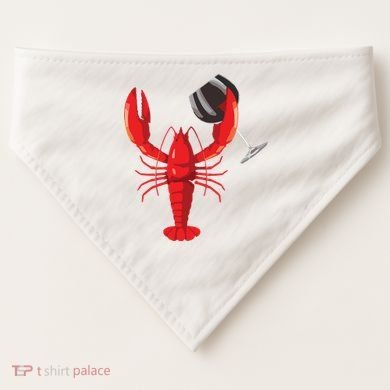 Funny Wine Drinking Lobster Red Crawfish Wine Lovers Gift USA-Made Doggie Bandana