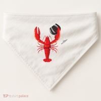 Funny Wine Drinking Lobster Red Crawfish Wine Lovers Gift USA-Made Doggie Bandana thumb 0
