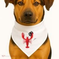 Funny Wine Drinking Lobster Red Crawfish Wine Lovers Gift USA-Made Doggie Bandana thumb 1