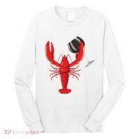 Funny Wine Drinking Lobster Red Crawfish Wine Lovers Gift Long Sleeve Shirt thumb 0