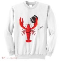 Funny Wine Drinking Lobster Red Crawfish Wine Lovers Gift Sweatshirt thumb 0