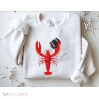 Funny Wine Drinking Lobster Red Crawfish Wine Lovers Gift Sweatshirt thumb 2