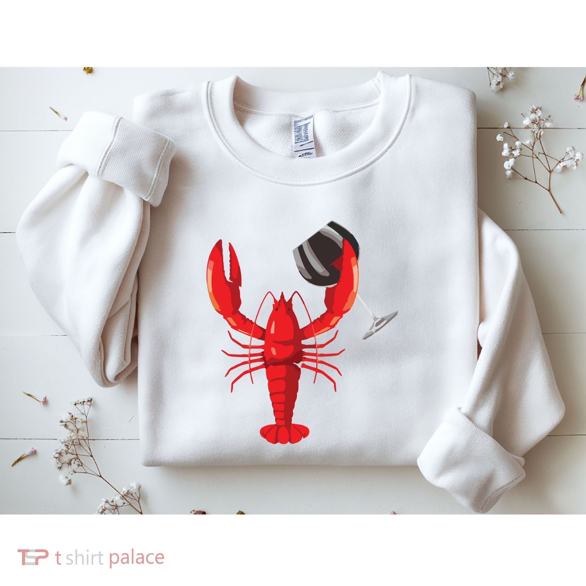 Funny Wine Drinking Lobster Red Crawfish Wine Lovers Gift Sweatshirt