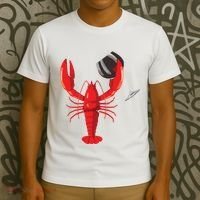 Funny Wine Drinking Lobster Red Crawfish Wine Lovers Gift T-Shirt thumb 3