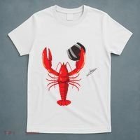 Funny Wine Drinking Lobster Red Crawfish Wine Lovers Gift T-Shirt thumb 5