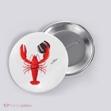 Funny Wine Drinking Lobster Red Crawfish Wine Lovers Gift Button
