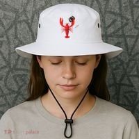 Funny Wine Drinking Lobster Red Crawfish Wine Lovers Gift Bucket Hat thumb 3