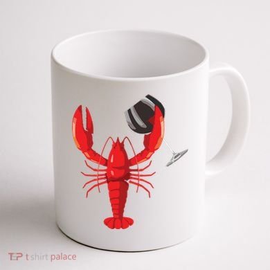 Funny Wine Drinking Lobster Red Crawfish Wine Lovers Gift Coffee Mug back