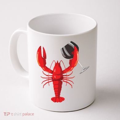 Funny Wine Drinking Lobster Red Crawfish Wine Lovers Gift Coffee Mug