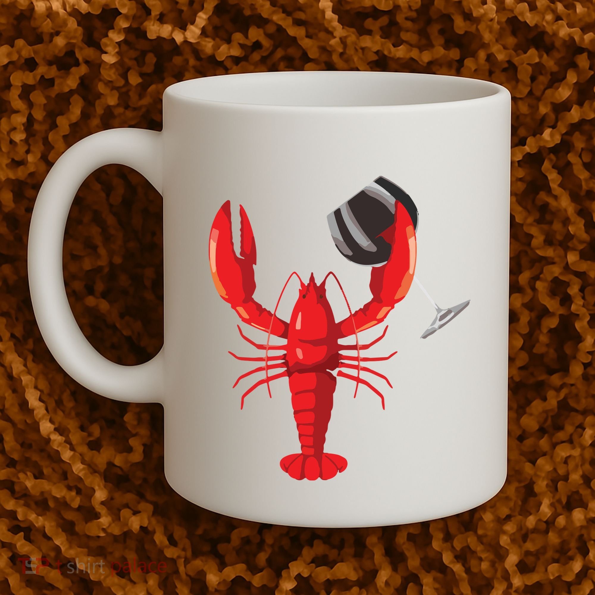 Funny Wine Drinking Lobster Red Crawfish Wine Lovers Gift Coffee Mug