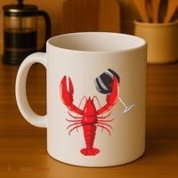 Funny Wine Drinking Lobster Red Crawfish Wine Lovers Gift Coffee Mug thumb 4