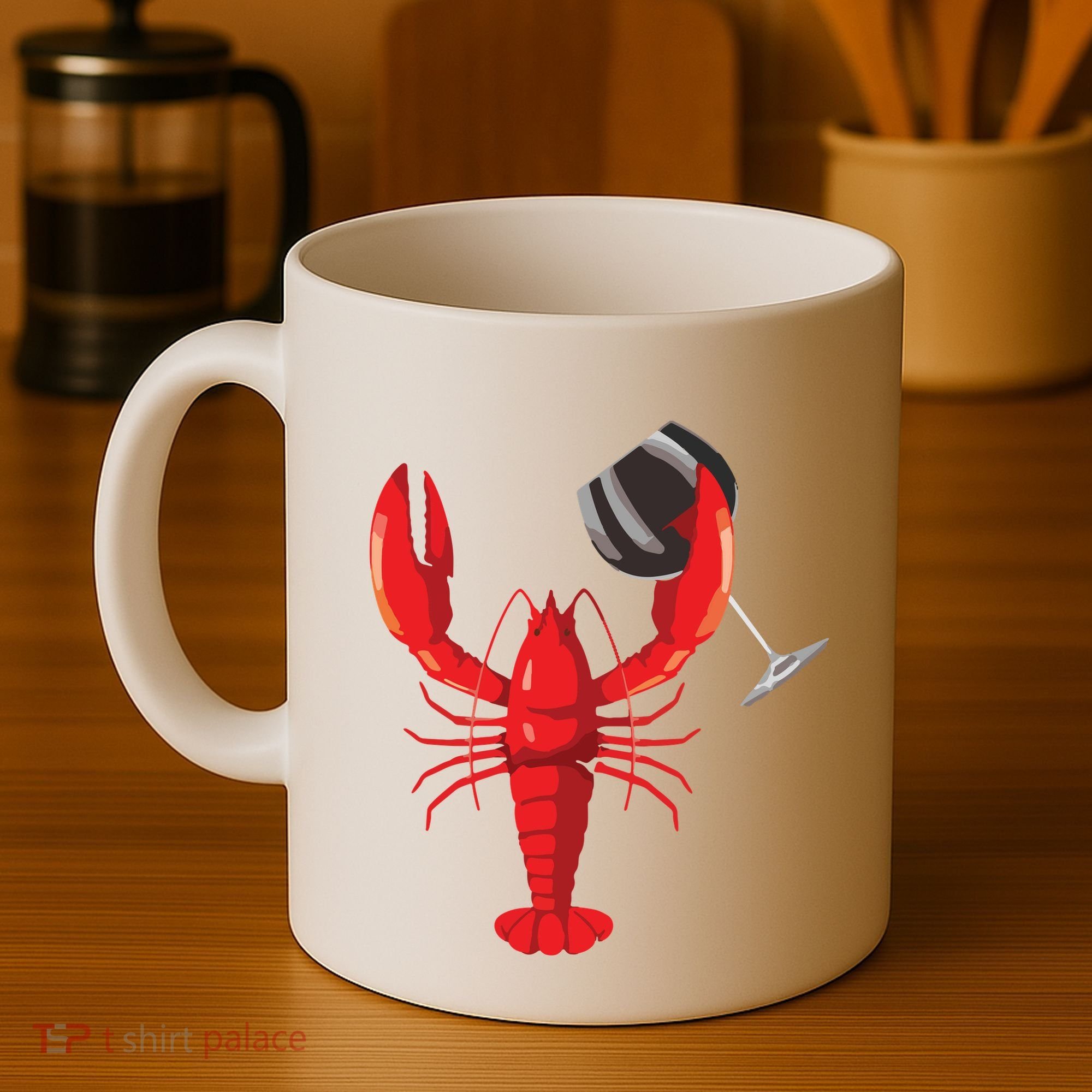 Funny Wine Drinking Lobster Red Crawfish Wine Lovers Gift Coffee Mug