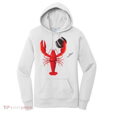Funny Wine Drinking Lobster Red Crawfish Wine Lovers Gift Women's Hoodie