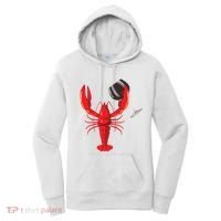 Funny Wine Drinking Lobster Red Crawfish Wine Lovers Gift Women's Hoodie thumb 0