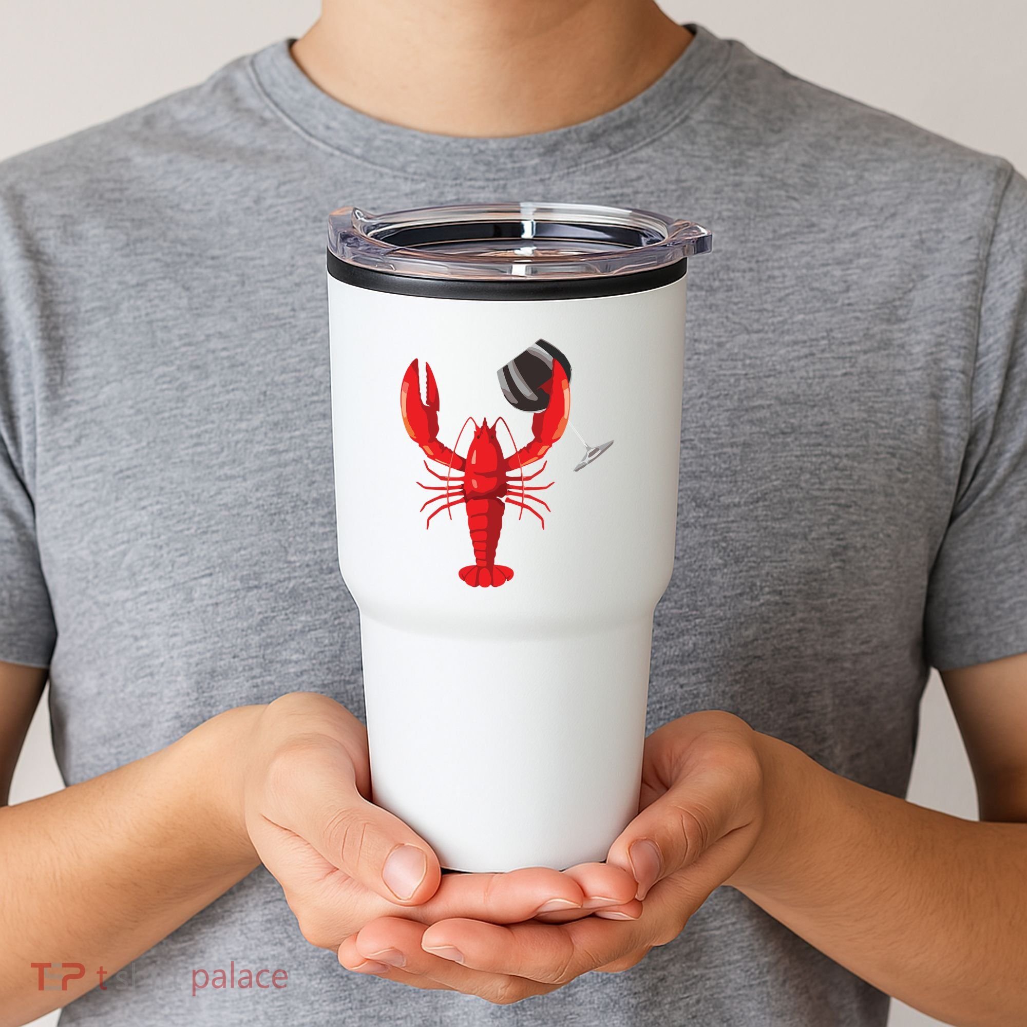 Funny Wine Drinking Lobster Red Crawfish Wine Lovers Gift Tumbler