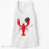 Funny Wine Drinking Lobster Red Crawfish Wine Lovers Gift Women's Tank Top thumb 0